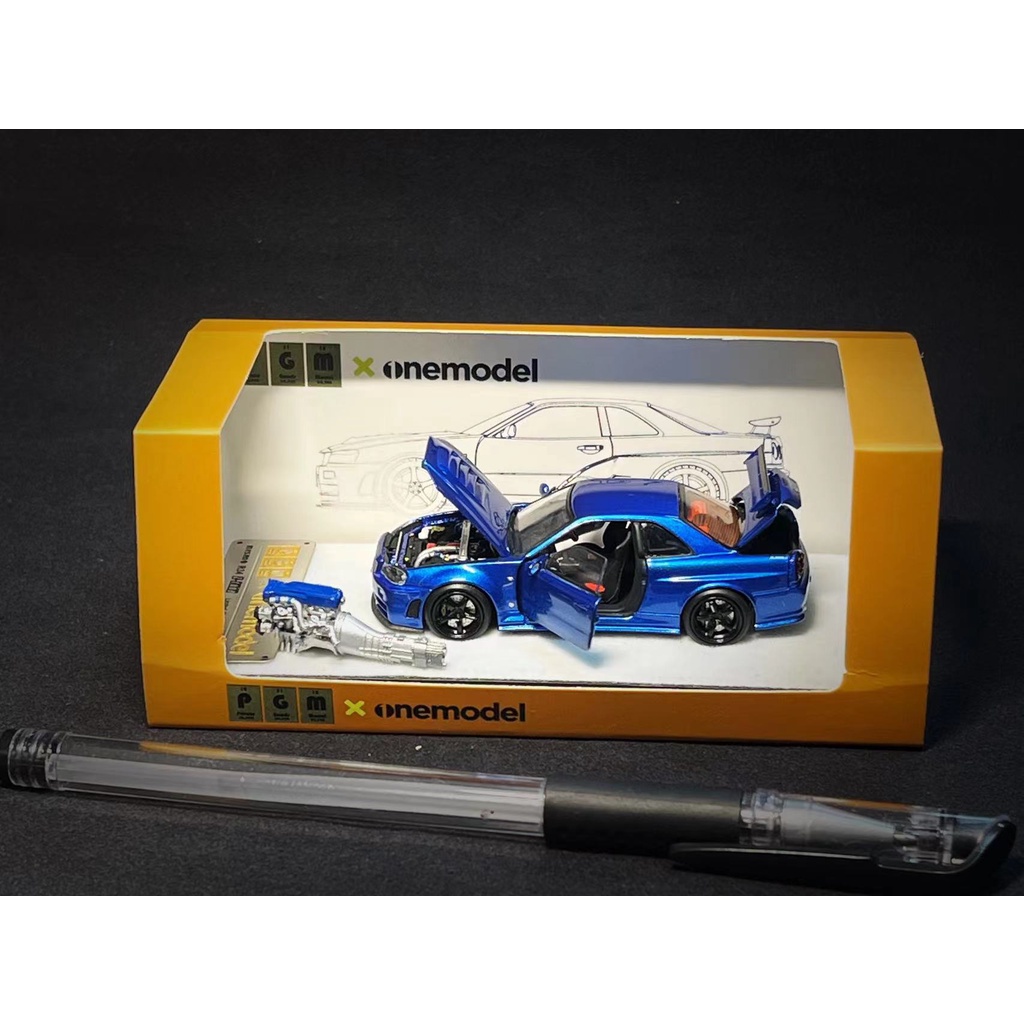PGM X ONE MODEL 1/64 NISSAN R34 Z TUNE METALLIC BLUE STANDARD VERSION