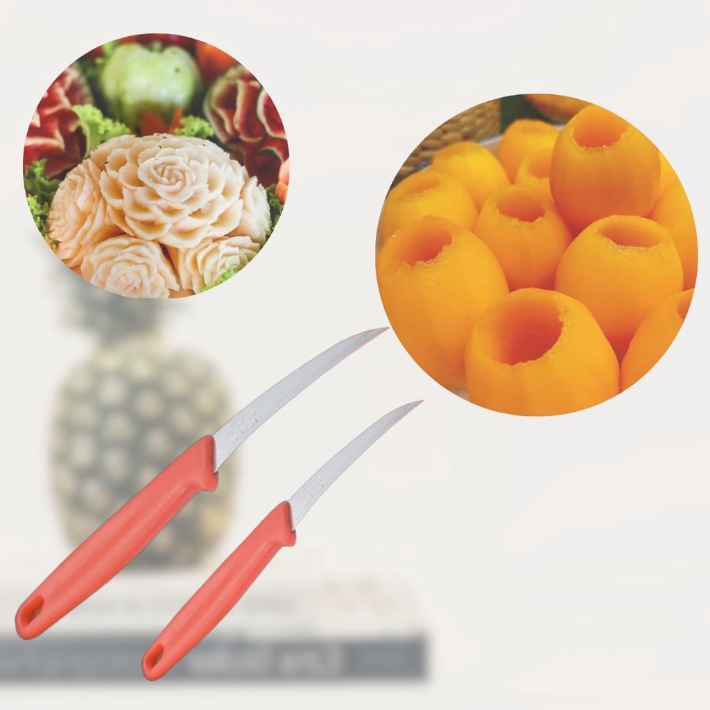 มีดคว้านแกะสลัก (ด้ามแดง) ที่คว้านเมล็ด ปลอกผลไม้ #B-0055
