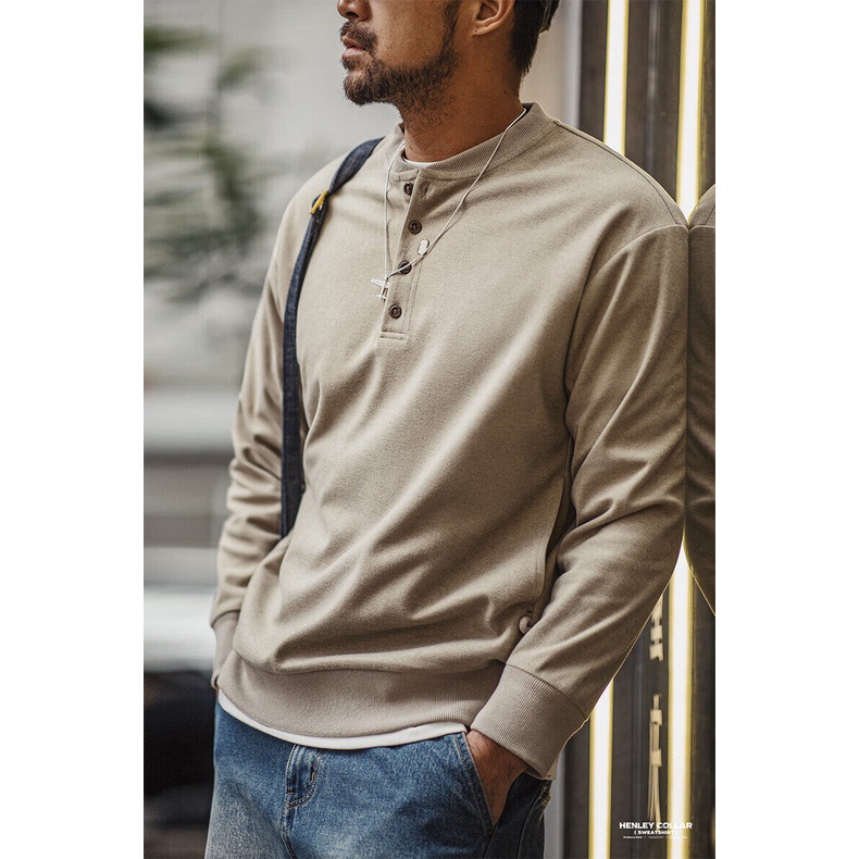 Retro Womens Youth 2025 ฤดูใบไม้ผลิใหม่อเมริกัน Casual Henry Collar เสื้อกันหนาวทําด้วยผ้าขนสัตว์สีเทา Series Cleanfit แขนยาวด้านล่าง — صورة 4