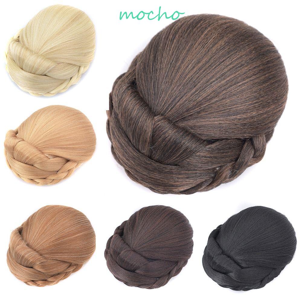 Mocho มวยปลอม ซ่อนได้ สีน้ําตาล วินเทจ ทนความร้อน ไฟเบอร์ เครื่องประดับผม ต่อผม ผู้หญิง สาว เจ้าสาว แฮร์พีซ