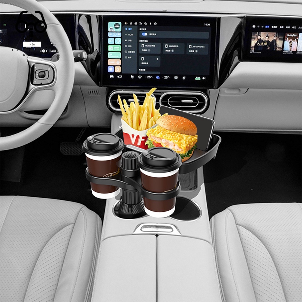 New ♞,♘ถาดอาหารรถยนต์ ที่ใส่แก้วในรถแบบมัลติฟังก์ชั่นพร้อมถาดติดได้ 360° หมุนปรับได้ รถ ตารางถาดรับ