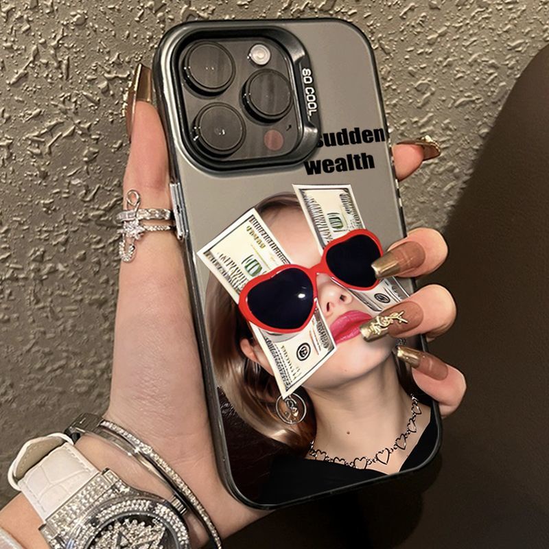 เคสไอโฟน 17/16/15/14/13/12/11 Pro max Fashion aesthetic dollar bill girl matte Compatible Case iPhon