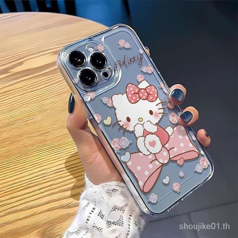 Fjah เคสโทรศัพท์มือถือใส แบบนิ่ม ลายคิตตี้ ประดับโบว์ สําหรับ Apple Iphone 15 14 12 1311 12 11promax xsmax xs xrins