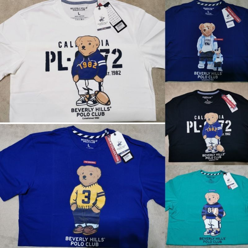 🎁 【ใหม่】คำแนะนำยอดนิยม เสื้อยืดโปโล ลายพี่หมีของแท้ 💯 Beverly Hills Polo Club 🐉