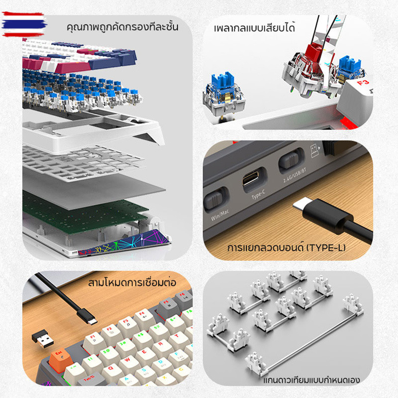JDL รัประกัน 3 year K95 ไทย TRI-MODE MECHANICAL KEYBOARD / BLUETOOTH + 2.4G + WIRED / 96 KEYS /คีย์อ