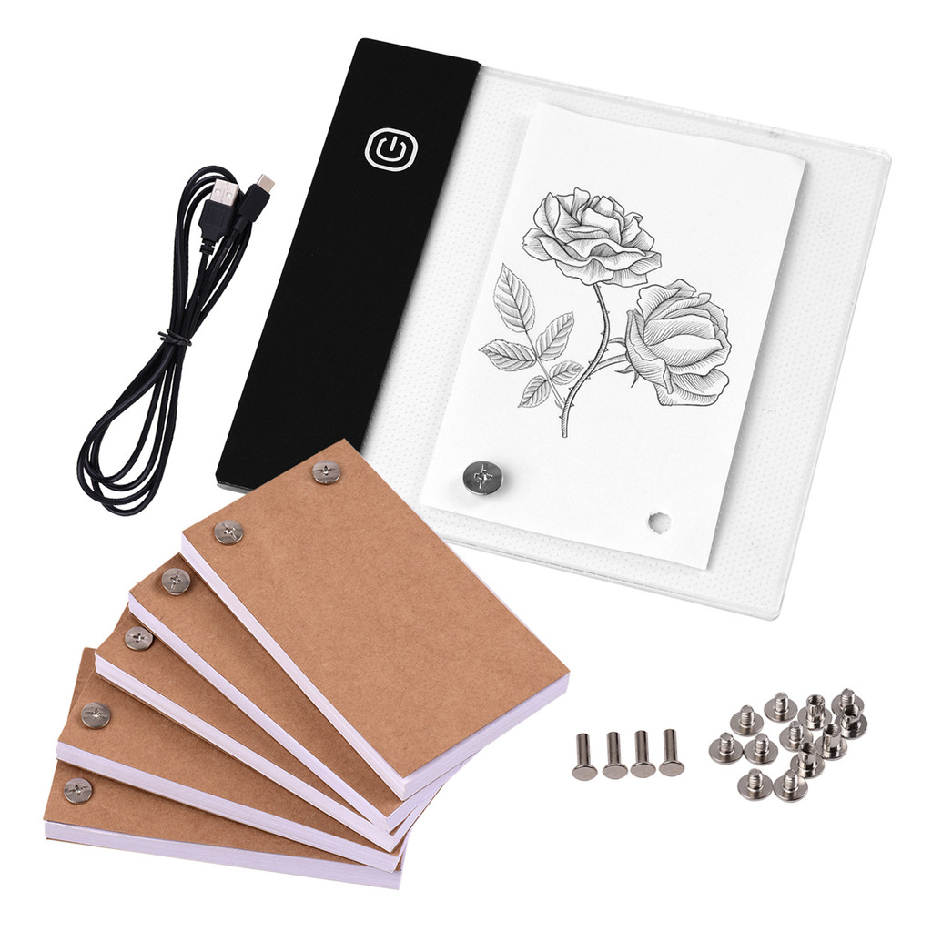 Screws Animation การ์ตูนแท็บเล็ต 300 Flipbook Paper Kit พร้อม Pad การ์ตูน Creation Led Tablet Book K