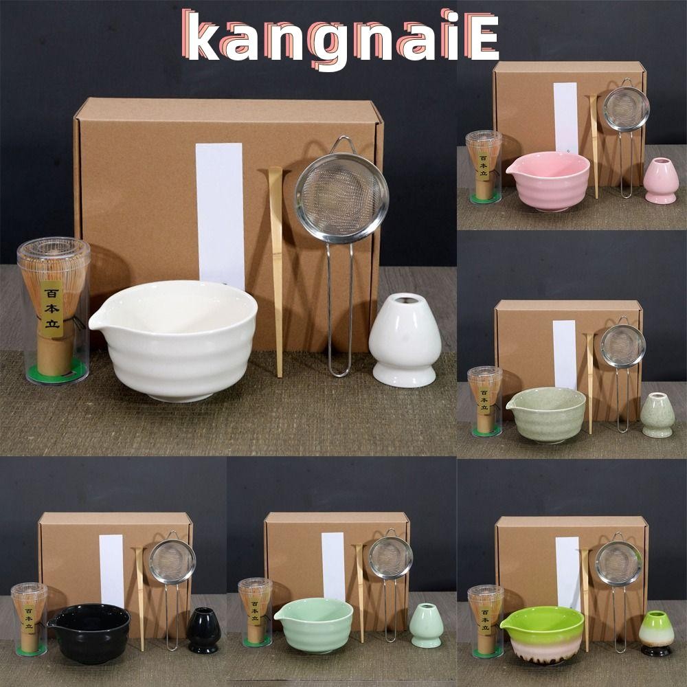 Kangnai ชุดน้ําชามัทฉะญี่ปุ่น 5 ชิ้น, ชุดปัดมัทฉะเซรามิกไม้ไผ่เกรดอาหาร, พร้อมพวยปลอดภัยญี่ปุ่น Chasen กวน