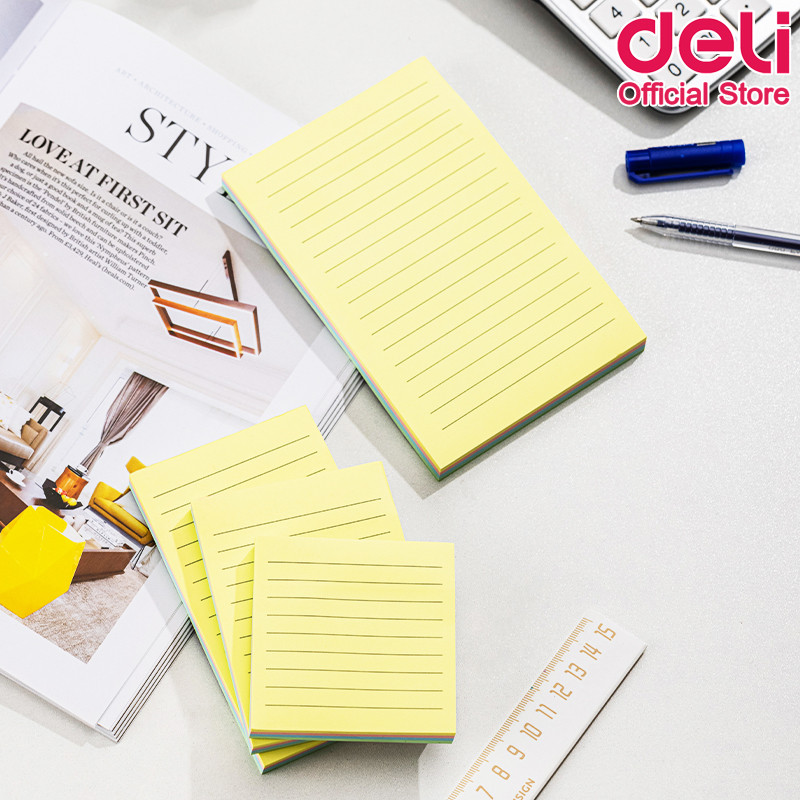 Deli أوراق ملاحظات لاصقة مسطرة 4×6 بوصة (100 ورقة) — صورة 2