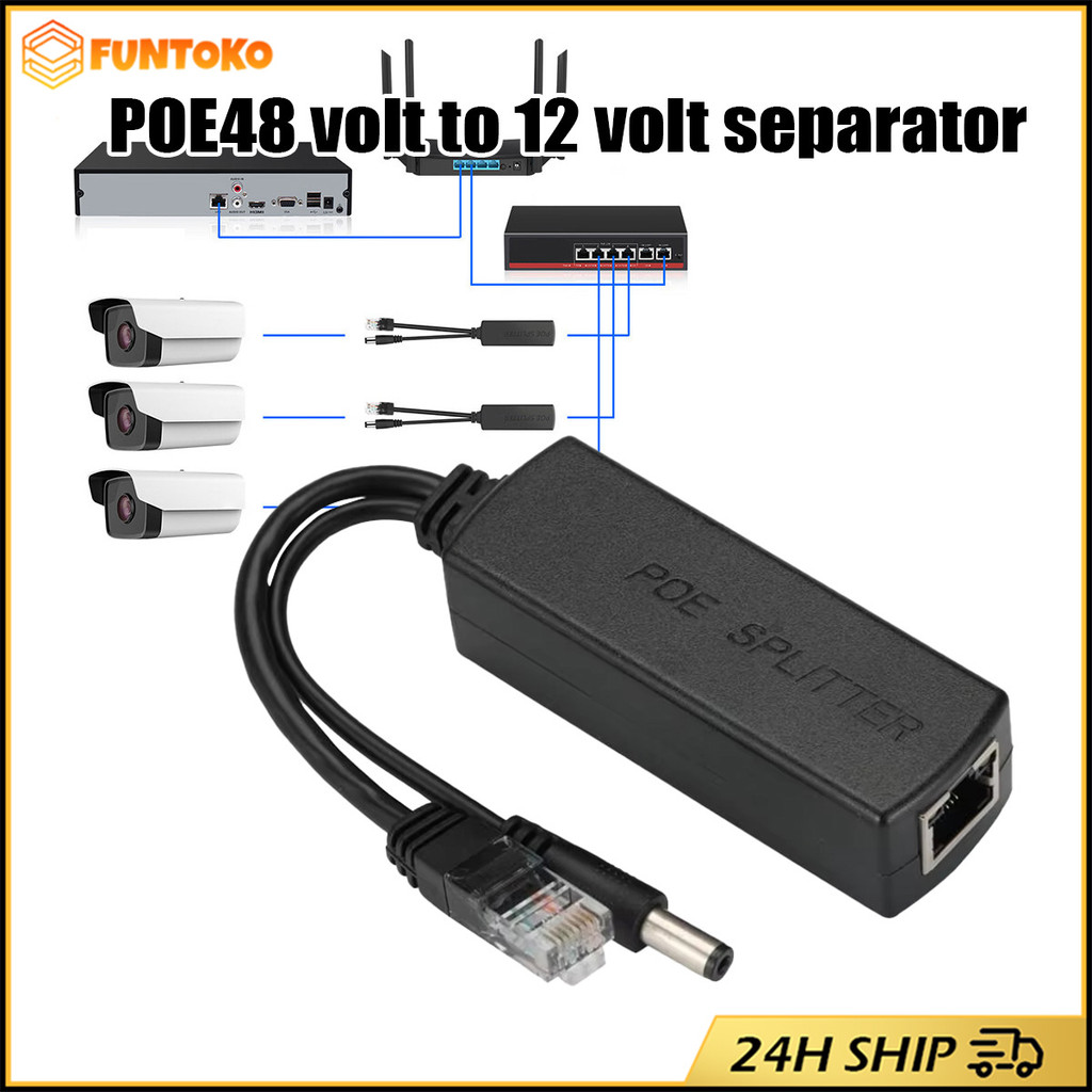 POE Splitter 48V DC Step-Down to 12V แปลง 48v to 12v /POE 48V เป็น 12V ใช้กับกล้องที่ไม่มี POE ในตัว