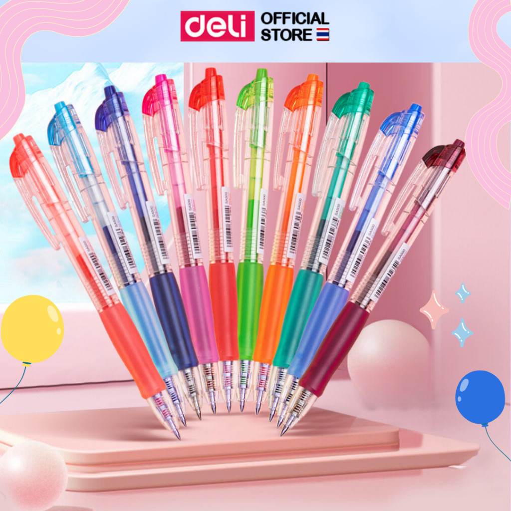 ปากกาเจล Deli ปากกาเจลสี หมึกเยอะ แห้งเร็ว เขียนลื่น ไม่สะดุด เครื่องเขียน ขนาด 0.5mm (แพ็ค 1 ด้าม)