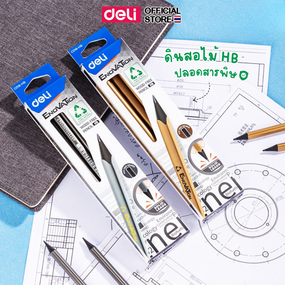 ดินสอไม้ Deli ดินสอ HB ทรงสามเหลี่ยม ขนาด 2.2 mm ไส้ดินสอแข็งแรง (แพ็ค 12 แท่ง) เครื่องเขียน อุปกรณ์การเรียน ราคา ถูกที่สุด ดีลบีเคเค แกลเลอรีภาพที่ 2