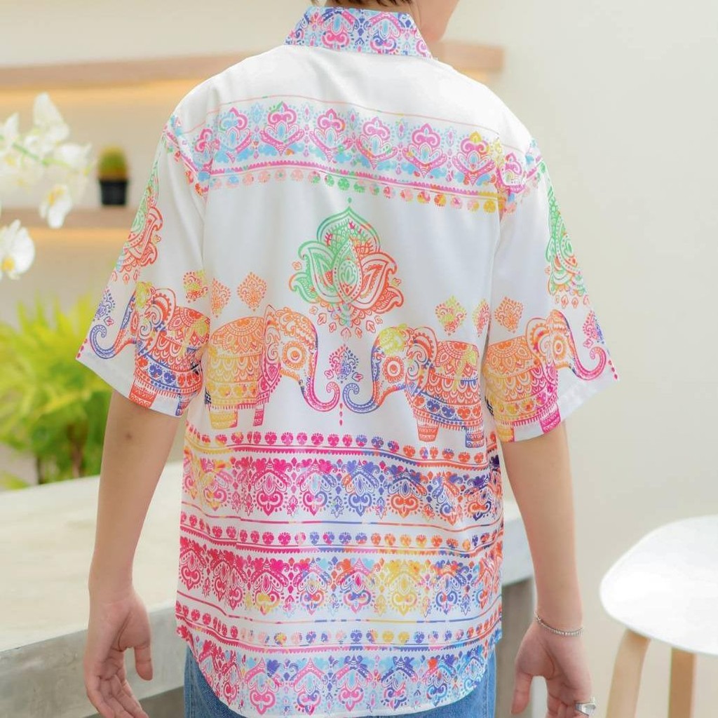 HD025เสื้อฮาวายลายใหม่2026  คลาสสิคThailandทรงวัยรุ่น หญิงชายใส่ได้ ผ้าโพลีพรีเมี่ยมไซส์38-56นิ้ว งานปัาย ลายคมชัด *1ตัว ราคา ถูกที่สุด ดีลบีเคเค แกลเลอรีภาพที่ 7