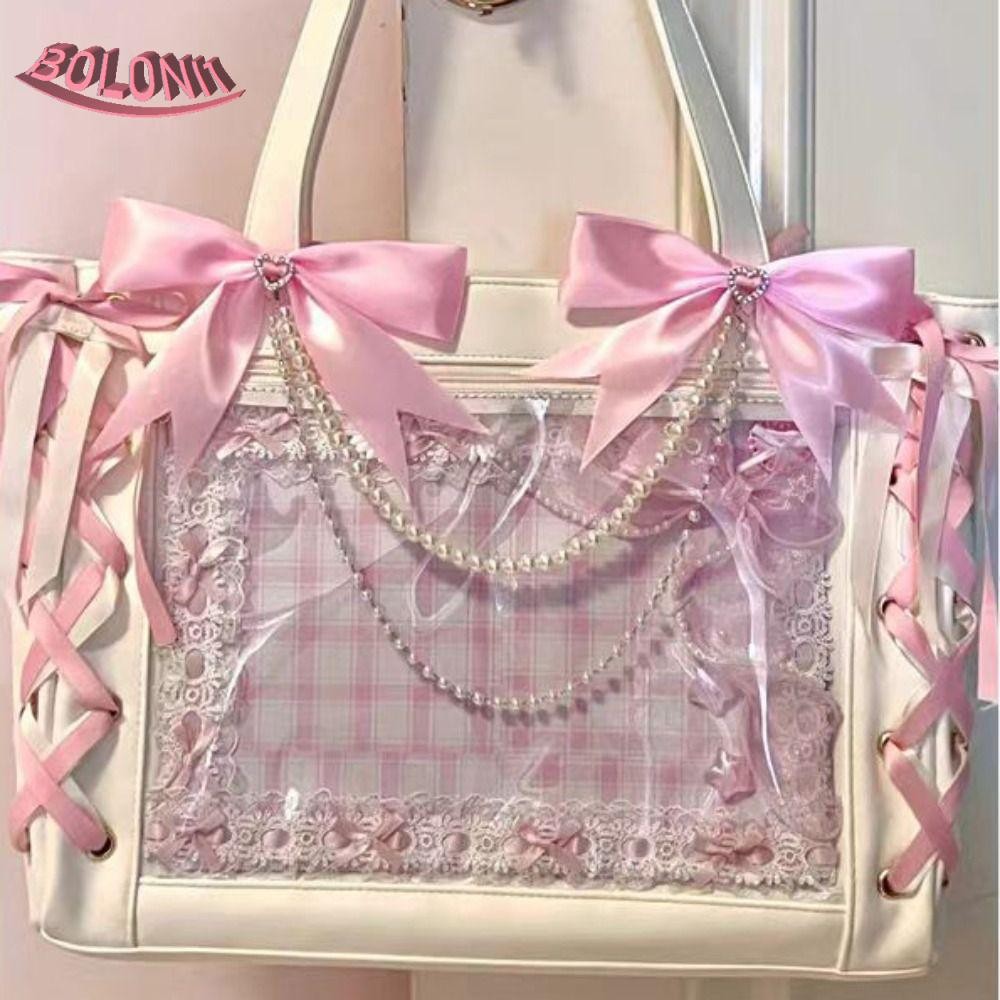 Bo Small Ita Bag, Clear Multi-purpose Pin Display Bag, Cute Ita Bag สไตล์ญี่ปุ่น Lolita Kawaii Clear ItaBag Girls