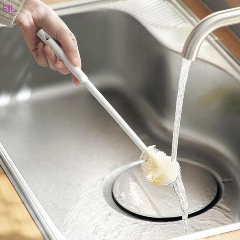 Fil ถ้วยทําความสะอาดแปรงด้ามยาวขวดทําความสะอาดซิลิโคนขวดนม Wineglass ถ้วยทําความสะอาดครัวเรือนแก้วแก