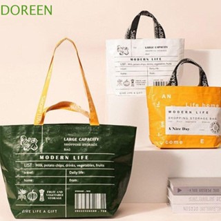 Doreen Eco กระเป๋าช้อปปิ้ง 1 ชิ้น แฟชั่น กันน้ํา อเนกประสงค์ กระเป๋าสะพายไหล่ กระเป๋าถือ กระเป๋านํากลับมาใช้ใหม่ได้