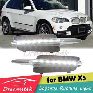 ฝาครอบไฟตัดหมอกเดย์ไลท์ LED เลนส์ใส สีขาว สําหรับ BMW X5 E70 Pre-LCI 2007 2008 2009