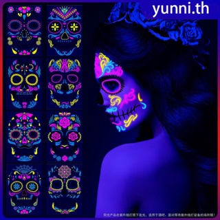 ฮาโลวีนสยองขวัญปาก Luminous Tattoo สติกเกอร์สติกเกอร์ใบหน้า Day of The Dead รอยแผลเป็นสติกเกอร์กันน้ำ Ghost Festival Party Yunni