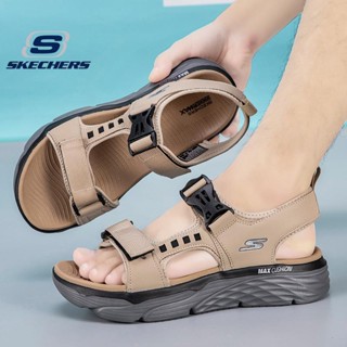 Skechers_ MAX CUSHION ใหม่ รองเท้าแตะลําลอง แฟชั่นสําหรับผู้ชาย ขนาดใหญ่ เหมาะกับการเล่นโยคะกลางแจ้ง