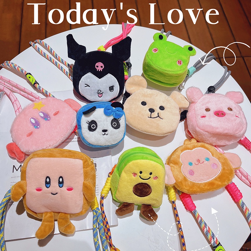 ตุ๊กตา คลิปหลังโทรศัพท์ กระเป๋าใส่เหรียญ เข้ากันได้กับโทรศัพท์มือถือใด ๆ จี้ตุ๊กตาการ์ตูนหมี หมู ใส่เหรียญ โทรศัพท์มือถือ ทุกยี่ห้อ