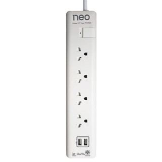 NEO ปลั๊กไฟ (มอก.) 2 USB 4 ช่อง รุ่น 5134 สีขาว