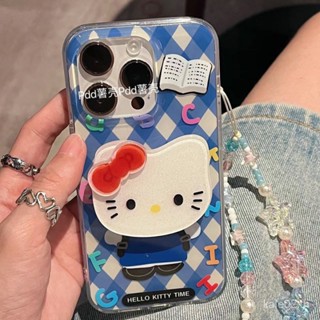 เคสป้องกันโทรศัพท์มือถือ แบบนิ่ม ลายคิตตี้ ประดับเพชร ขอบตรง สําหรับ iPhone 14 13promax 12 11 xr xs 7p