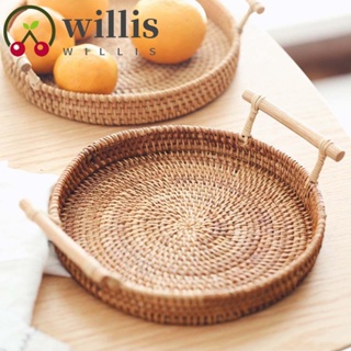 Willis ตะกร้าหวายถาดหวายจัดเก็บอาหารผลไม้ 3 ขนาดแบบพกพา