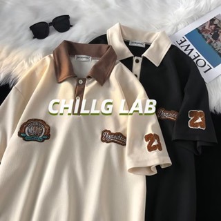 Chillg LAB เสื้อโปโลแขนสั้น ทรงหลวม เข้ากับทุกการแต่งกาย แฟชั่นฤดูร้อน สําหรับผู้ชาย