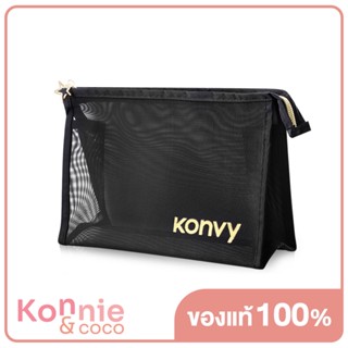 Konvy Mesh Triangle Cosmetic Bag คอนวี่ กระเป๋าเครื่องสำอางแบบตาข่ายโปร่งใส สีดำ.