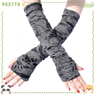 Nextth ถุงมือร็อค ถุงมือยาว ไร้นิ้ว สีดํา ตลก ฮิปฮอป โกธิค พังก์ คลับแวร์ ฮาโลวีน