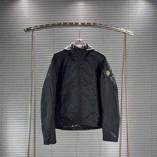 STONE ISLAND เสื้อแจ็กเก็ต แบบบาง มีฮู้ด กันน้ํา กันลม เหมาะกับใส่เดินป่ากลางแจ้ง สําหรับผู้ชาย และผู้หญิง