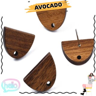 Avocarr ต่างหูไม้ ทรงกลม ครึ่งวงกลม สีน้ําตาล สีฟ้า สําหรับทําเครื่องประดับ DIY