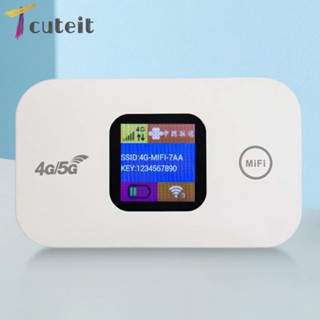 Tcuteit เราเตอร์ไร้สาย 4G LTE 150Mbps 2100mAh หน้าจอสี LED