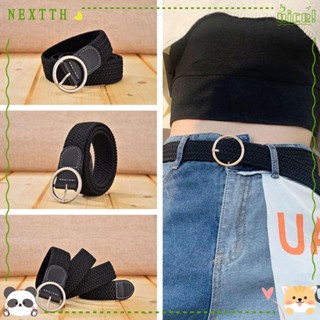 Nextth เข็มขัดผ้าถัก ยืดหยุ่น ลําลอง กีฬา กลางแจ้ง หัวเข็มขัด หนัง PU ยืดหยุ่น ผ้าใบ เข็มขัด