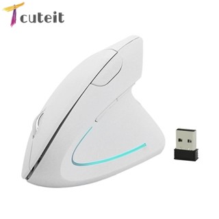 Tcuteit เมาส์แนวตั้งไร้สาย 2.4 GHz รับสัญญาณ USB 6 ปุ่ม ออกแบบตามสรีรศาสตร์ สําหรับคอมพิวเตอร์