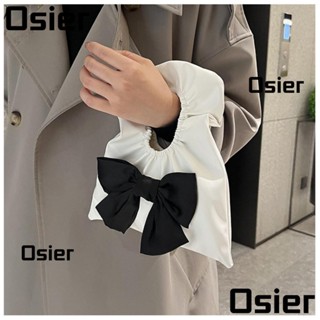 Osier1 กระเป๋าหนัง PU ประดับโบว์ แบบพกพา ขนาดเล็ก สําหรับผู้หญิง