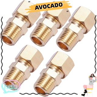 Avocarr ข้อต่อเชื่อมท่อ ทองเหลือง 3/8 นิ้ว OD x 1/4 นิ้ว NPT ตัวผู้ สีเหลือง 5 ชิ้น