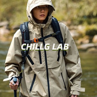 Chillg LAB เสื้อโค้ทแจ็กเก็ต มีฮู้ด ทรงหลวม สไตล์อเมริกัน แฟชั่นฤดูใบไม้ผลิ และฤดูใบไม้ร่วง สําหรับผู้ชาย