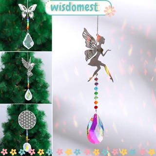 WISDOMEST จี้คริสตัล รูปผีเสื้อ สําหรับแขวนตกแต่งบ้าน สวน