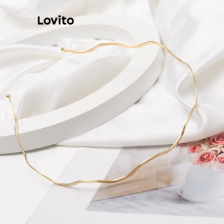 Lovito ที่คาดผมลําลอง สีทอง แบบเรียบ หรูหรา สําหรับผู้หญิง L63AD063 (สีทอง)