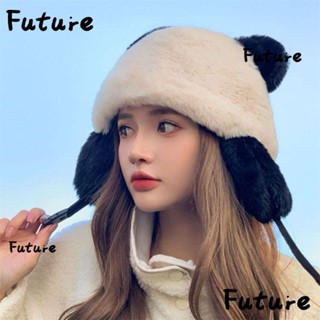 Future หมวกผ้ากํามะหยี่ขนนิ่ม ลายแพนด้าน่ารัก อบอุ่น แฟชั่นฤดูหนาว สําหรับผู้หญิง