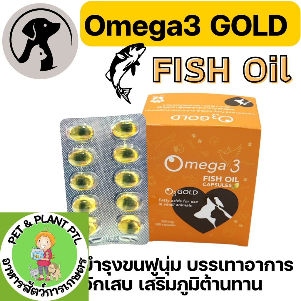 [1แผง10เม็ด] O3 Gold Fish Oil PetVita น้ำมันปลา จาก ICELAND สำหรับสุนัขและแมว บำรุงขน และ ผิวหนัง