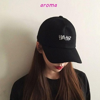 Aroma หมวกเบสบอล ผ้าฝ้าย ปักลาย ปรับได้ สไตล์ฮิปฮอป สําหรับผู้หญิง และผู้ชาย