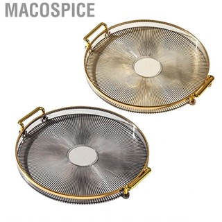 Macospice Round Serving Tray  Striped Base Exquisite Transparent Open Design Multipurpose for Kitchen