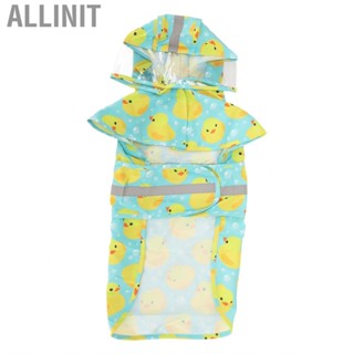 Allinit Hooded Dog Raincoat Duckling Pattern  Reflective Adjustable 4 Legs for Small and Medium Dogs