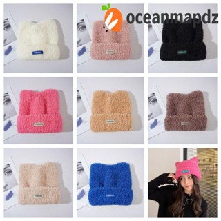 Oceanmapdz หมวกบีนนี่ ป้องกันหู ให้ความอบอุ่น ลายการ์ตูนหมี สไตล์เกาหลี สําหรับผู้หญิง