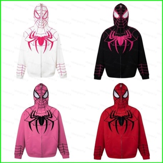 เสื้อแจ็กเก็ตคอสเพลย์ แขนยาว มีซิป ลายการ์ตูนอนิเมะ Spider Man 3 มิติ พลัสไซซ์ แฟชั่นสําหรับผู้ชาย และผู้หญิง