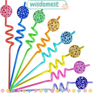 Wisdomest ลูกบอลดิสโก้ 8 สี ใช้ซ้ําได้ 24 ชิ้น พร้อมหลอดดูด สําหรับตกแต่งงานแต่งงาน