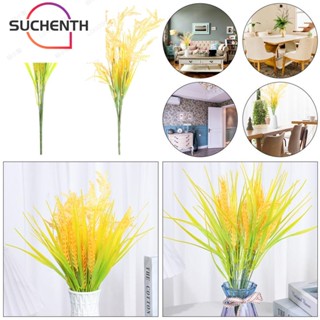 Suchenth 2 ชิ้น หูข้าวสาลี พลาสติก ตกแต่งงานแต่งงาน ตกแต่งบ้าน สีทอง หญ้าข้าวสาลี ดอกไม้ปลอม