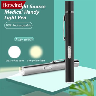 Hotwind ปากกาไฟฉาย LED แบบชาร์จ USB พร้อมคลิปสเตนเลส C8R5