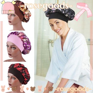 ROSE Elastic Wide Band Satin Bonnet Curly Springy Hair Bonnet Chemo Caps Night Sleep Hat Women Hair Care Hair Beauty Head Wrap Hair Loss Cover